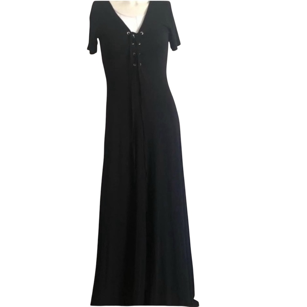 ASOS Black Lace-Up Maxi Dress